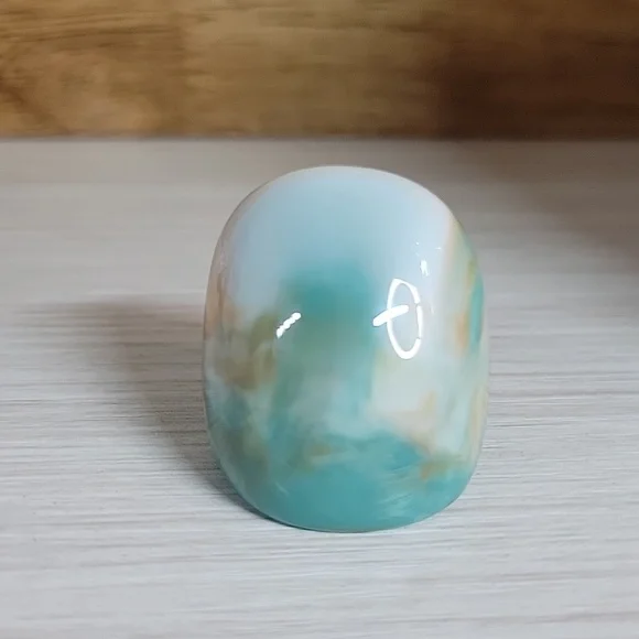 TEAL AND ORANGE SWIRL BOLD DOME RING - Picture 6 of 7